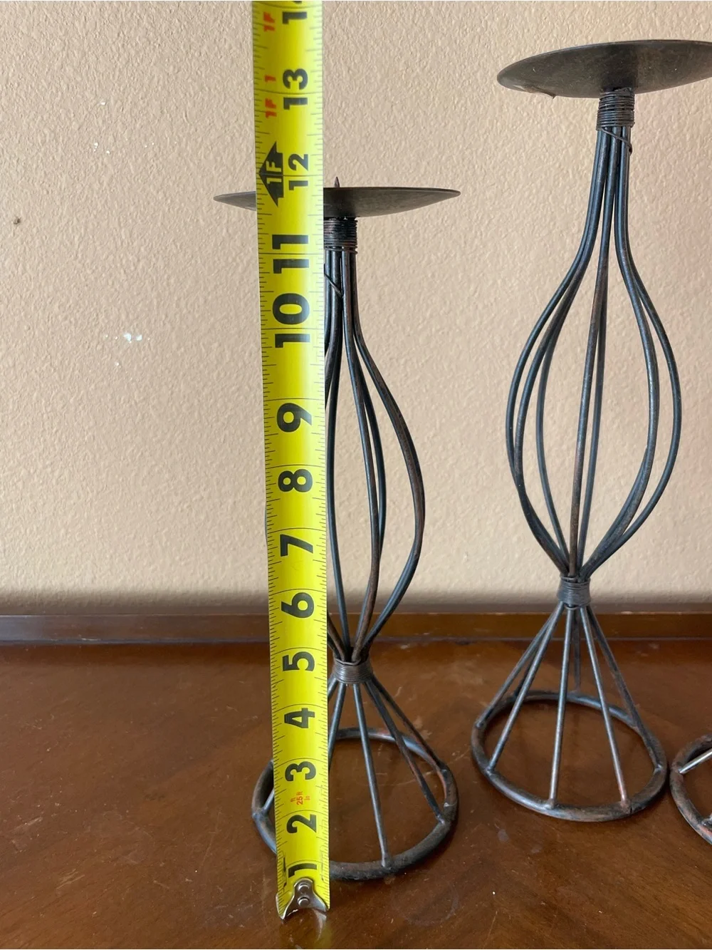 Vintage Metal Wire Candle Holders Set of 3 - Black and Bronze